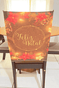 KIT COM 4 Capa de Cadeira Decorativa Natal Marron com Dourado KIT COM 4 Capa de Cadeira Decorativa Natal Marron com Dourado