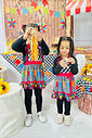 Avental Vestido Festa Junina Infantil Xadrez Preto com Bandeirinhas Tal Mãe Tal Filha MODELO INFANTI