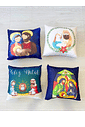 KIT 4 CAPAS DE ALMOFADAS SAGRADA FAMILIA MALHA CONFORT DECORATIVAS NATAL - 45x45