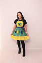 Vestido Festa Junina Estampa Brasil —Veste P ao G2 Vestido Festa Junina Estampa Brasil —Veste P ao G2
