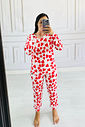 Pijama Manga Longa Corações Dueto Rosê e Vermelho Pijama Manga Longa Corações Dueto Rosê e Vermelho