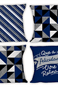 KIT 4 CAPAS DE ALMOFADAS DECORATIVAS ROTINA DA FELICIDADE AZUL - 45x45