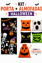 Kit 01 Halloween Caveirinhas Fofas — 1 Capa de Porta + 4 Capas de Almofada 45x45 Kit 01 Halloween Caveirinhas Fofas — 1 Capa de Porta + 4 Capas de Almofada 45x45