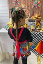 Avental Vestido Festa Junina Infantil Xadrez Preto com Bandeirinhas Tal Mãe Tal Filha MODELO INFANTI