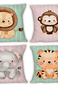 KIT 4 CAPAS DE ALMOFADAS DECORATIVAS SAFARI KIDS- 45x45 KIT 4 CAPAS DE ALMOFADAS DECORATIVAS SAFARI KIDS- 45x45