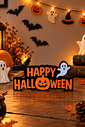 Placa Decorativa de Mesa Happy Halloween em Impressão 3D Placa Decorativa de Mesa Happy Halloween em Impressão 3D