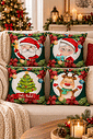KIT 4 CAPAS DE ALMOFADAS MALHA CONFORT DECORATIVAS NATAL - 45x45