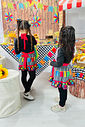 Avental Vestido Festa Junina Infantil Xadrez Preto com Bandeirinhas Tal Mãe Tal Filha MODELO INFANTI
