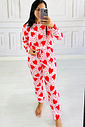 Pijama Manga Longa Estampa Corações Vermelho Pijama Manga Longa Estampa Corações Vermelho