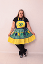 Vestido Festa Junina Estampa Brasil —Veste P ao G2 Vestido Festa Junina Estampa Brasil —Veste P ao G2