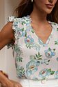 Blusa Floral Decote V Babados - Doce Flor Blusa Floral Decote V Babados - Doce Flor