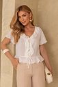 Blusa Crepe Manga Curta Jabots - Doce Flor