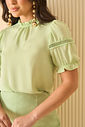 Blusa Crepe Babadinhos E Renda - Milalai