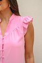 Blusa com Babados e Botões Forrados -Milalai Blusa com Babados e Botões Forrados -Milalai