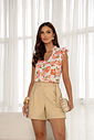 Blusa Floral Decote V Babados - Doce Flor Blusa Floral Decote V Babados - Doce Flor