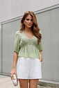 Blusa Poás Decote V Lastex - Doce Flor Blusa Poás Decote V Lastex - Doce Flor