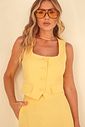 Colete Cropped Linho Lapela - Donna Ritz Colete Cropped Linho Lapela - Donna Ritz