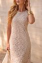 Vestido Midi Em Crochet Com Fenda - Doce Flor Vestido Midi Em Crochet Com Fenda - Doce Flor