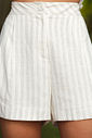 Shorts Linho Listrado Elástico - Donna Ritz