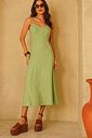 Vestido Midi Linho Recorte - Donna Ritz