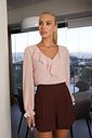 Blusa Crepe Manga Longa Com Jabots - Doce Flor Blusa Crepe Manga Longa Com Jabots - Doce Flor