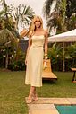 Saia Midi Evasê Linho  Com Cinto- Donna Ritz Saia Midi Evasê Linho  Com Cinto- Donna Ritz