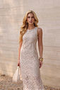Vestido Midi Em Crochet Com Fenda - Doce Flor Vestido Midi Em Crochet Com Fenda - Doce Flor