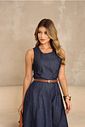 Vestido Midi Jeans Evasê ( não acompanha o cinto)