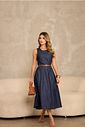 Vestido Midi Jeans Evasê ( não acompanha o cinto)