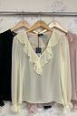 Blusa Crepe Manga Longa Com Jabots - Doce Flor Blusa Crepe Manga Longa Com Jabots - Doce Flor