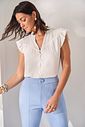 Blusa com Babados e Botões Forrados -Milalai Blusa com Babados e Botões Forrados -Milalai