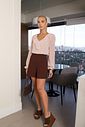 Blusa Crepe Manga Longa Com Jabots - Doce Flor Blusa Crepe Manga Longa Com Jabots - Doce Flor