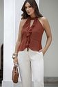 Blusa Crepe Cavada Gola Alta- Doce Flor Blusa Crepe Cavada Gola Alta- Doce Flor