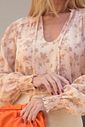 Blusa Franzido Youryu Floral Manga Longa - Donna Ritz