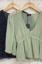 Blusa Poás Decote V Lastex - Doce Flor Blusa Poás Decote V Lastex - Doce Flor
