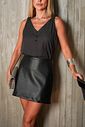 Saia Faca Couro Like - Donna Ritz Saia Faca Couro Like - Donna Ritz
