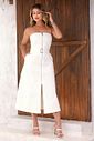 Vestido Midi Zíper Sarja Cinto