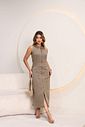 Vestido Midi Sarja Zíper Jeans Vestido Midi Sarja Zíper Jeans