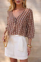 Blusa Chiffon Bordado Manga 3/4 - Doce Flor Blusa Chiffon Bordado Manga 3/4 - Doce Flor