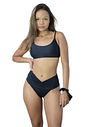 CONJUNTO MOANA | CROPPED ALCINHA + CALCINHA CINTURA ALTA EFEITO LIPO PRETO LISO