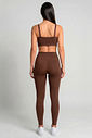 CONJUNTO FITNESS FEMININO TOP E LEGGING MARROM BENDITO FAROL
