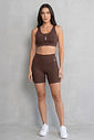 CONJUNTO FITNESS FEMININO TOP E SHORT MARROM BENDITO FAROL