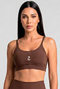 TOP FITNESS FEMININO CROPPED ALÇA MARROM BENDITO FAROL
