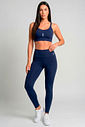 CONJUNTO FITNESS FEMININO TOP E LEGGING AZUL MARINHO BENDITO FAROL