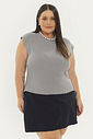 Blusa Sem Manga Tricô Duna Cinza Blusa Sem Manga Tricô Duna Cinza