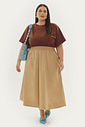 Saia Midi Algodão Carolina Camel