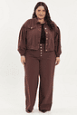jaqueta de sarja plus size marrom