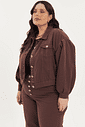 jaqueta de sarja plus size marrom