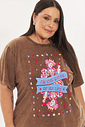 T-shirt De Algodão Estonada Queen Marrom T-shirt De Algodão Estonada Queen Marrom