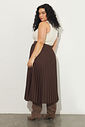 Saia Midi Plissada Melissa Marrom